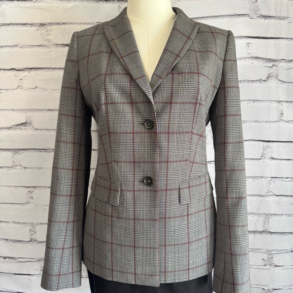 VINTAGE Brooks Brothers Red Fleece Wool Plaid Blazer Size 4